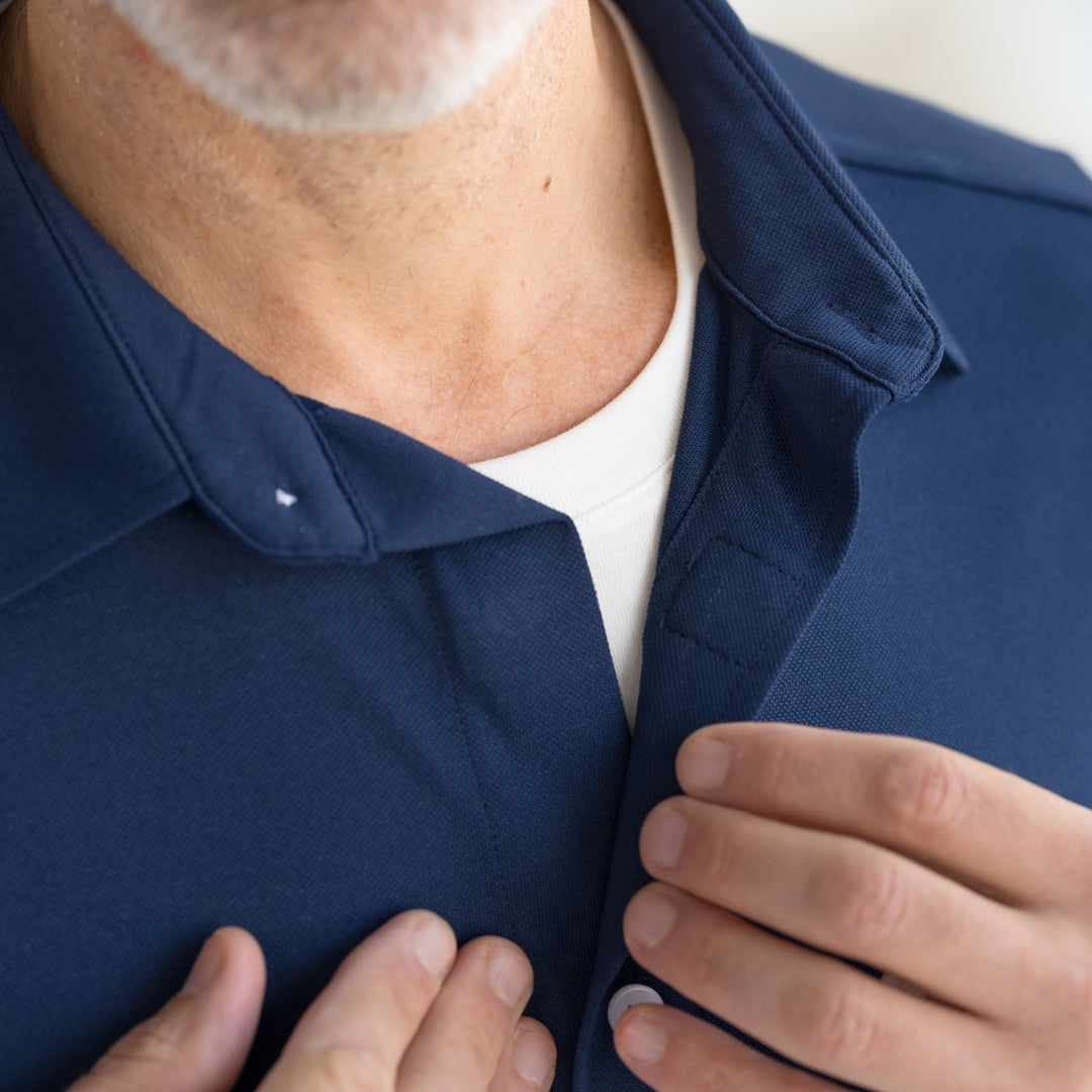Adaptive Cooling Magnetic Front Short Sleeves Shirt in Navy