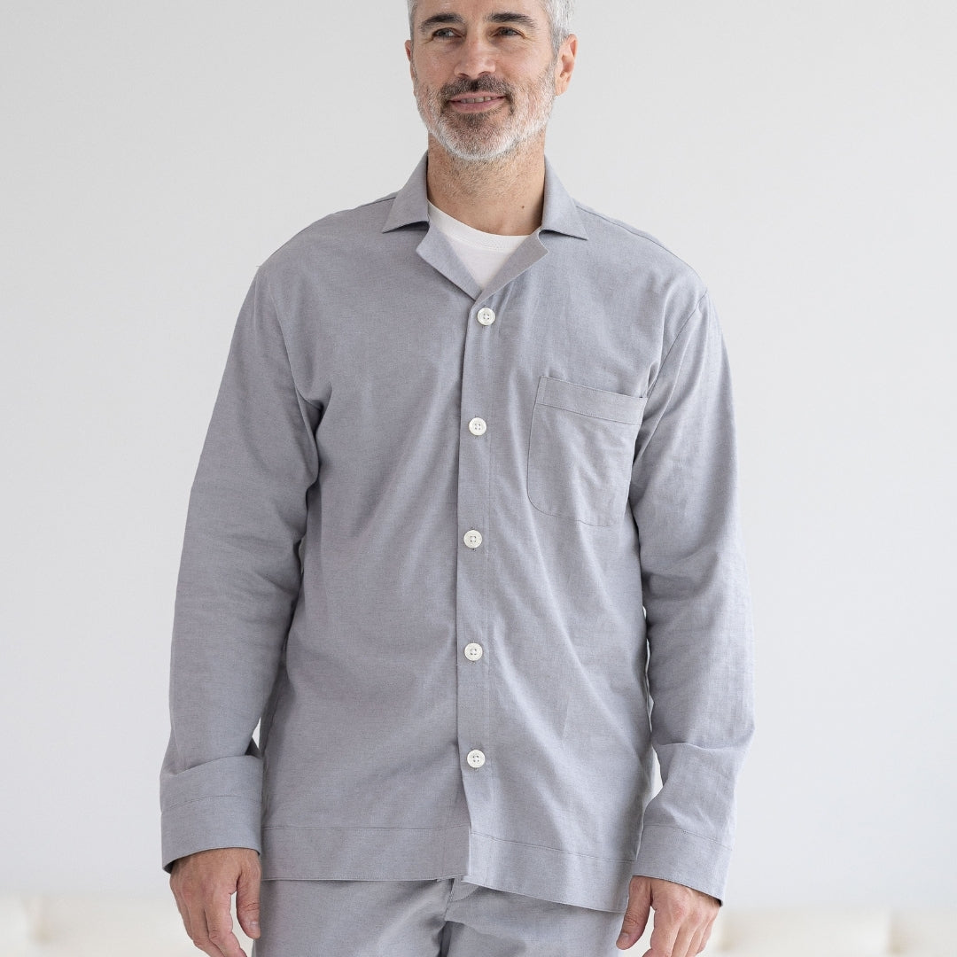New! Long Sleeve Grey Pajama Top with Magnetic Closures