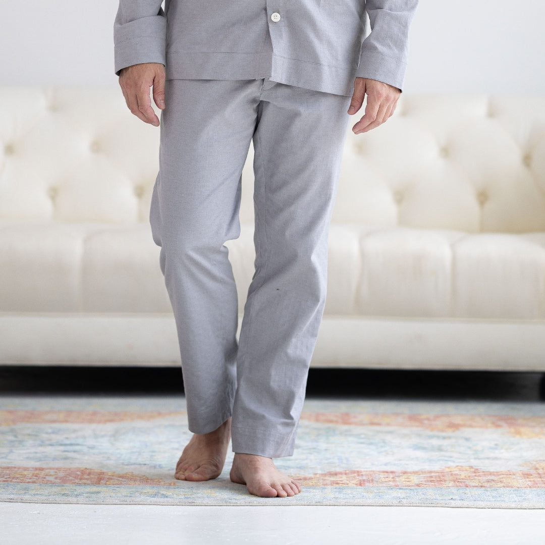 Grey Brushed Flannel Pajama Pant with Magnetic Fly