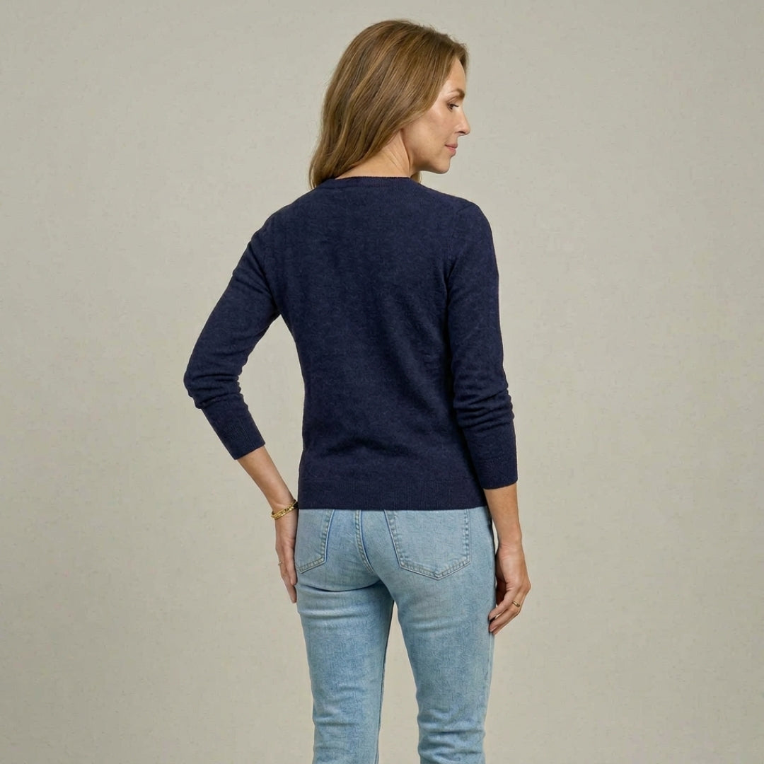 Women's Navy Adaptive Magnetic Front Knit Cardigan Sweater by MagnaReady®