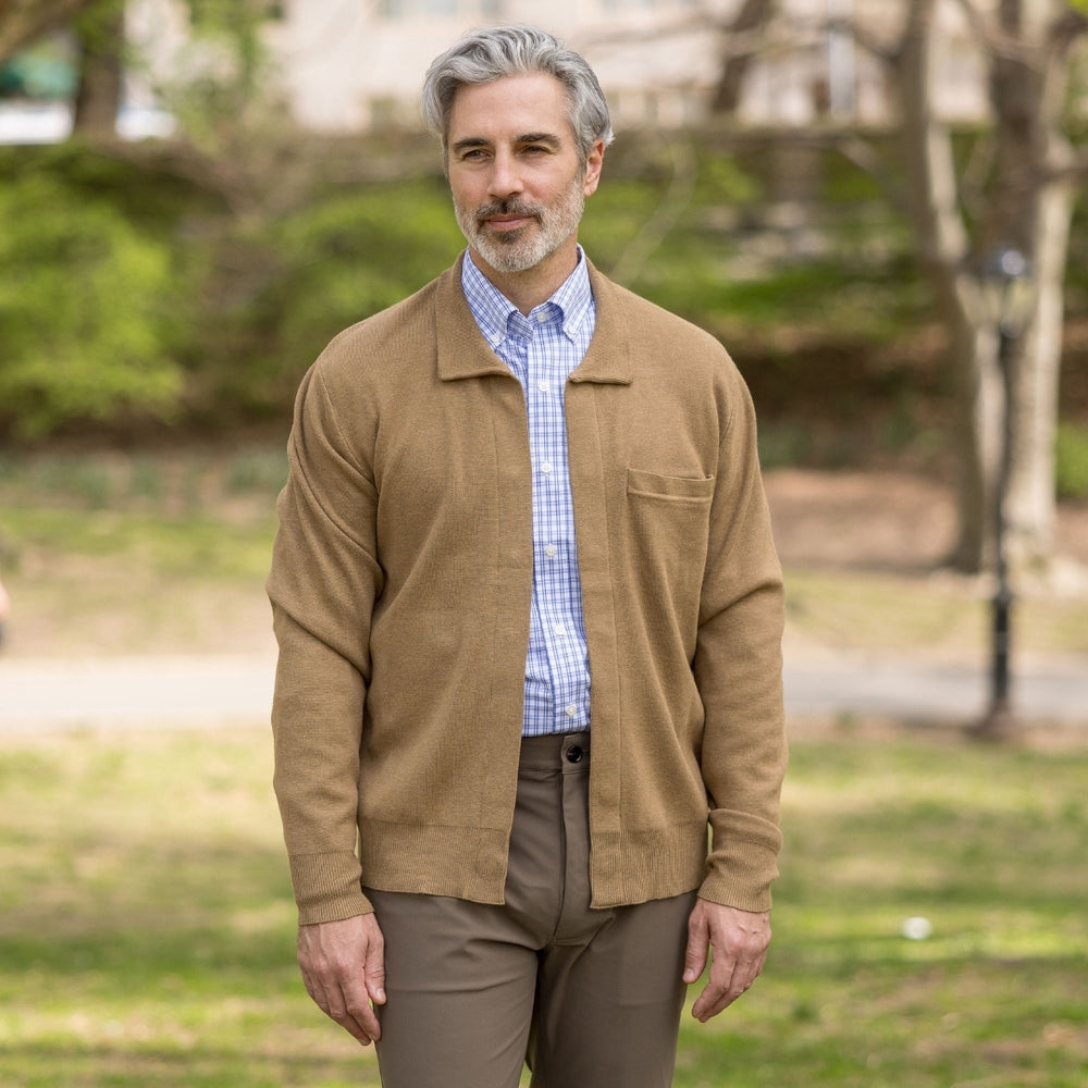Brown Classic Adaptive Sweater with Magnetic Closure