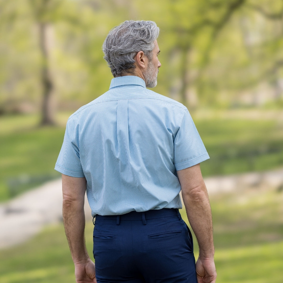 Green and Blue Check Adaptive Short Sleeve Shirt | MagnaReady