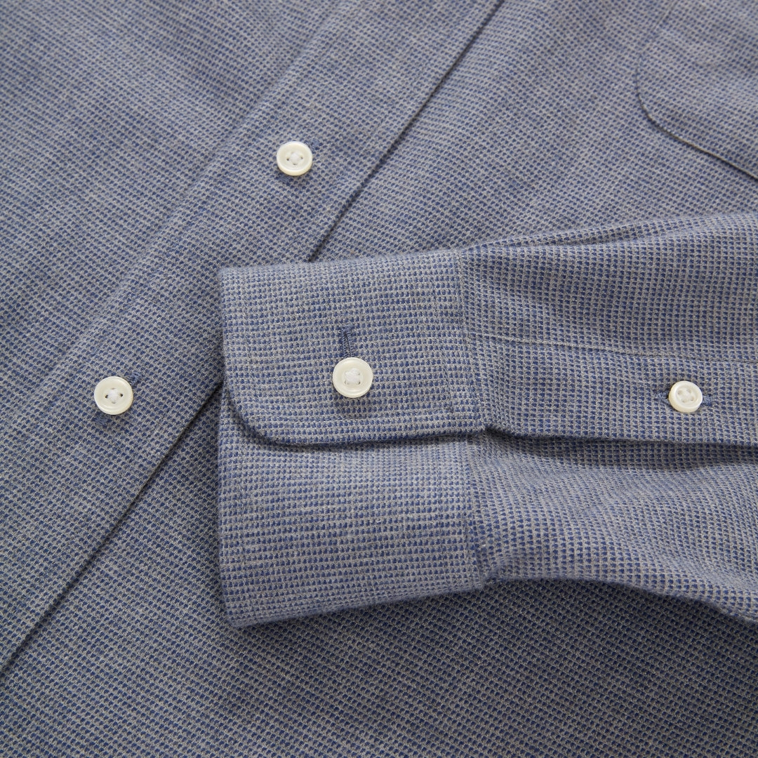 New ! Blue Grey Brushed Flannel Long Sleeve Button Down Collar Shirt with Magnetic Closures