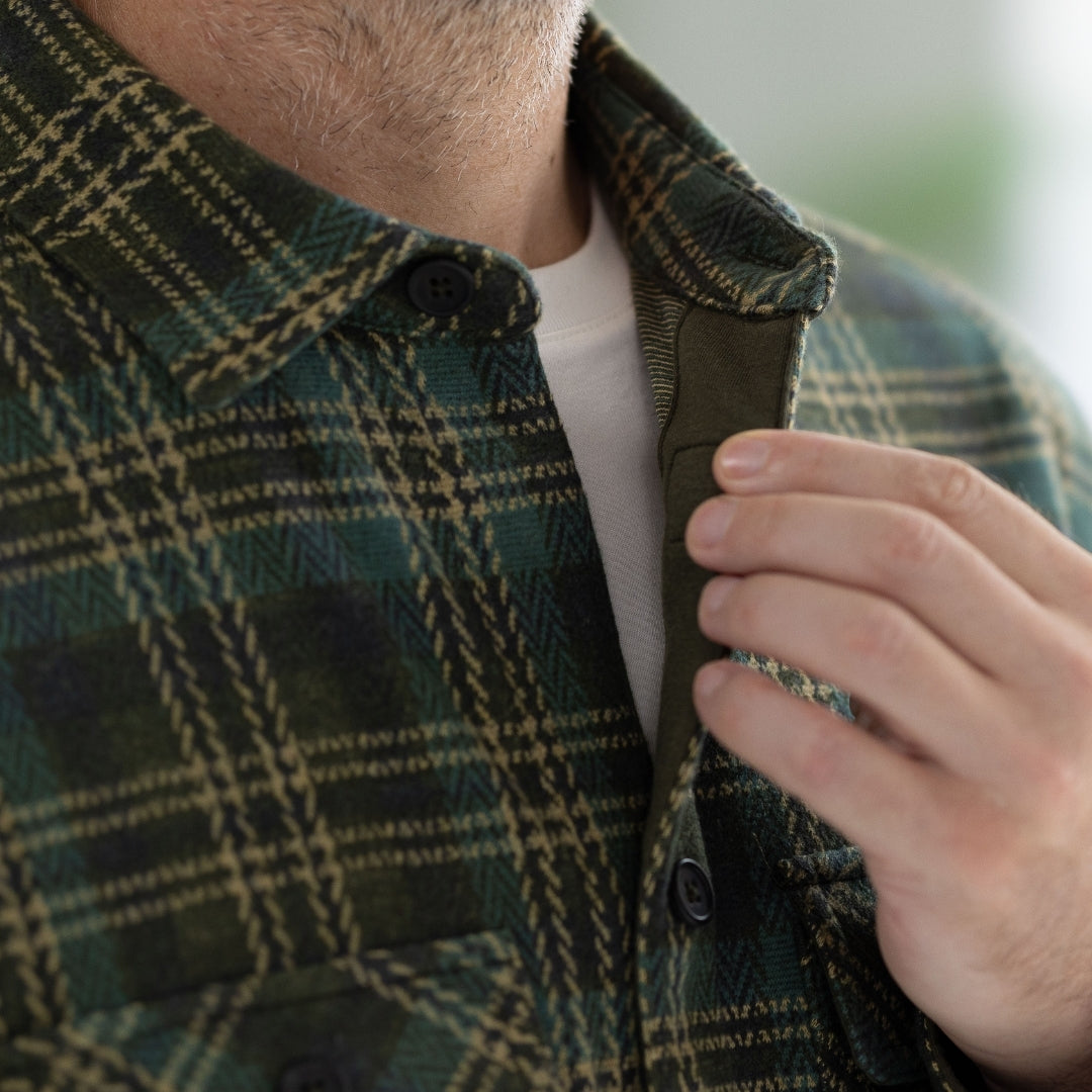 New! Adaptive Olive Plaid Flannel Shirt with Magnetic Closures