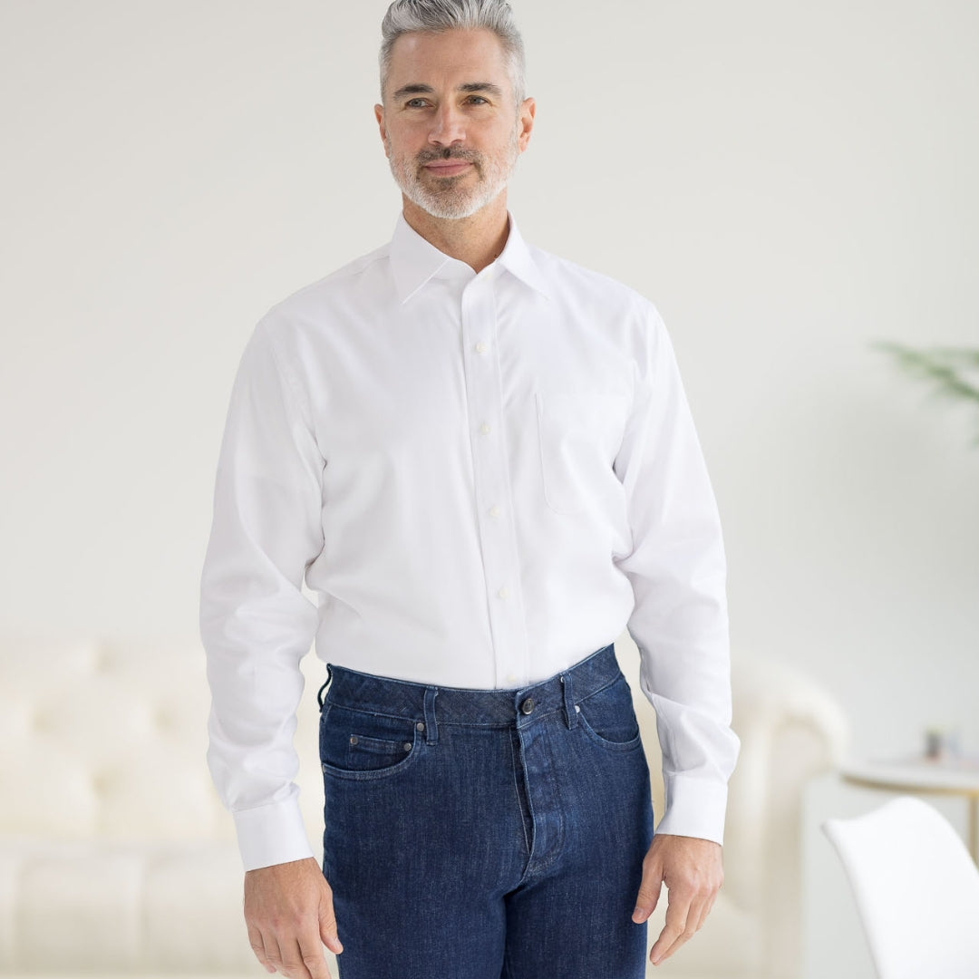 Long Sleeve White ‘Ryan’ Dress Shirt with Magnetic Closures