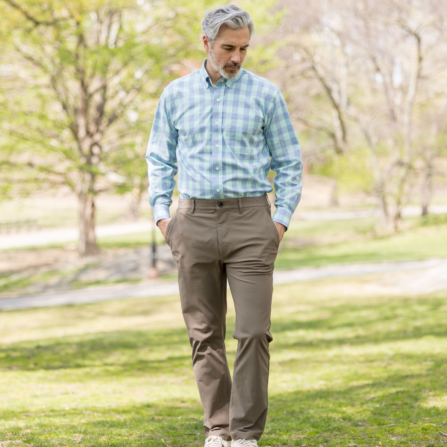 New ! Flat Front Adaptive Stretch Tech Pant with Magnetic Closures - Brown