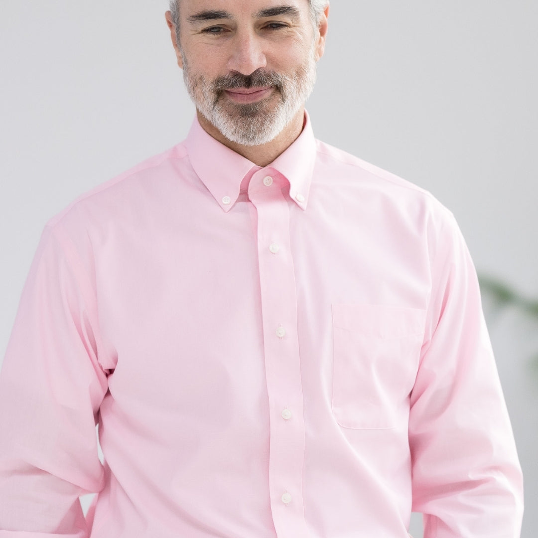 Pink Long Sleeve Button Down Collar Shirt with Magnetic Closures