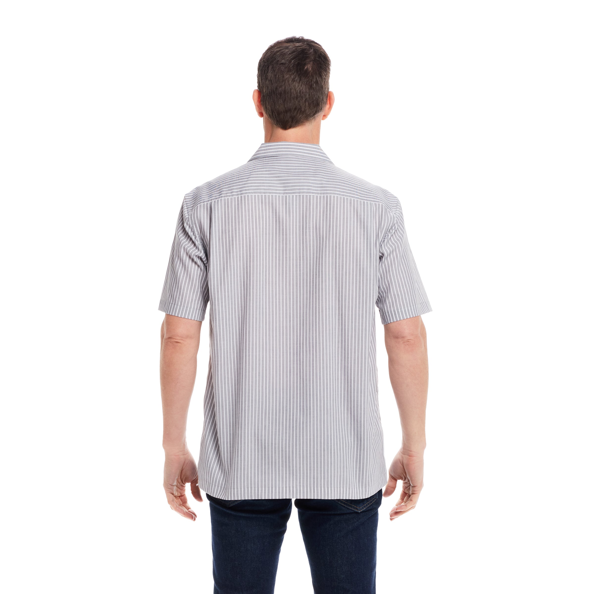 Short Sleeve Untucked Grey ‘Landry’ Camp Casual Shirt with Magnetic Closures