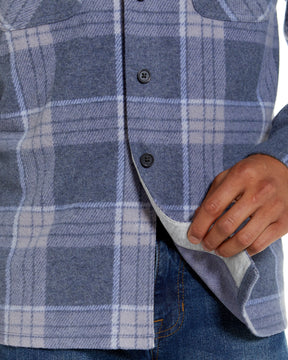 Long Sleeve Blue Flannel Shirt Combo Layering Piece with Magnetic Closures