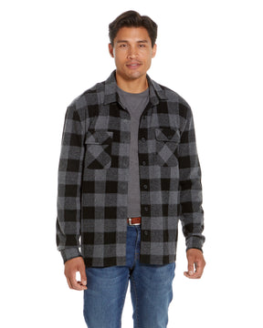 Long Sleeve Black Flannel Shirt Combo Layering Piece with Magnetic Closures