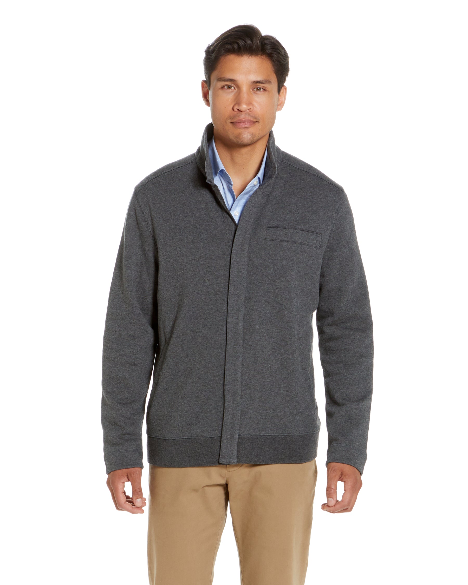 Charcoal Knit Fleece Long Sleeve ‘Dillon’ Jacket with Magnetic Closures