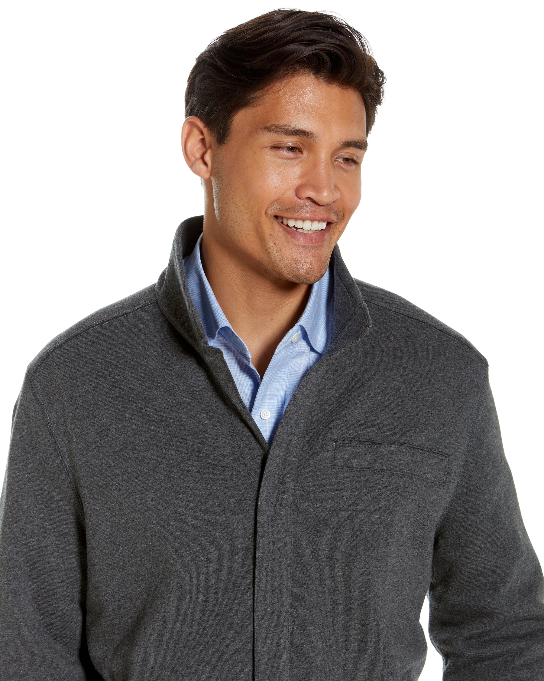 Charcoal Knit Fleece Long Sleeve ‘Dillon’ Jacket with Magnetic Closures