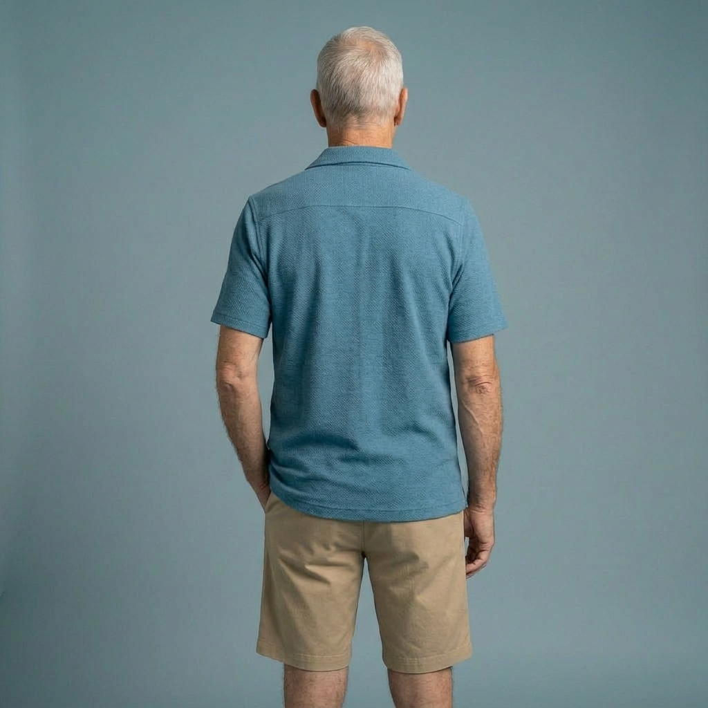 Short Sleeve Untucked Aqua Casual Shirt with Magnetic Closures