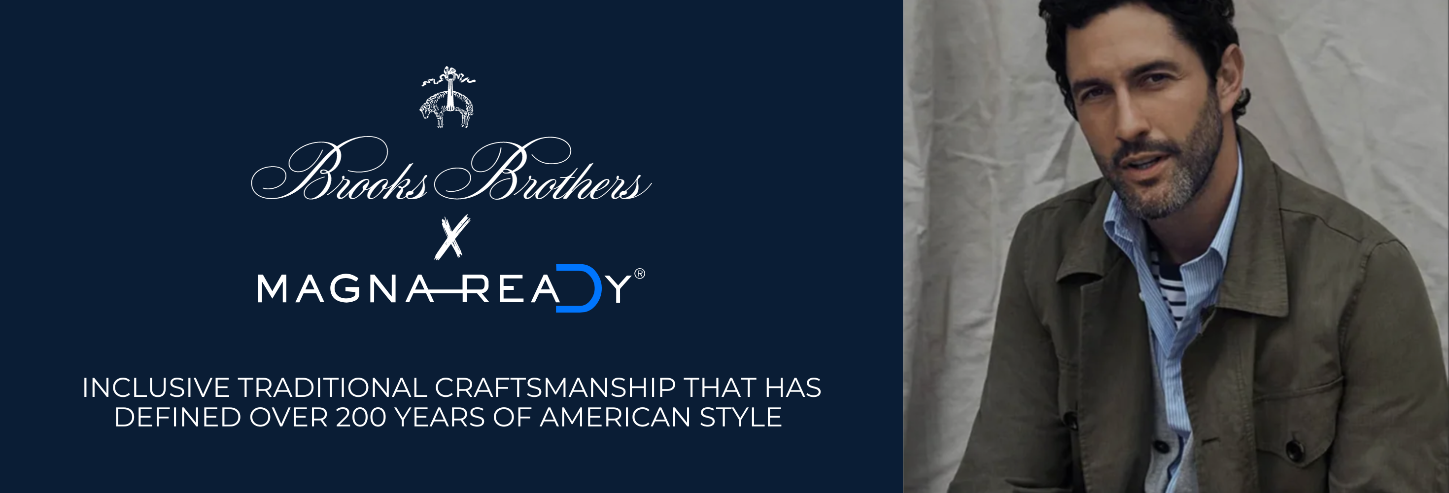 Brooks Brothers X MagnaReady Stretch Long Sleeve Blue and White Stripe