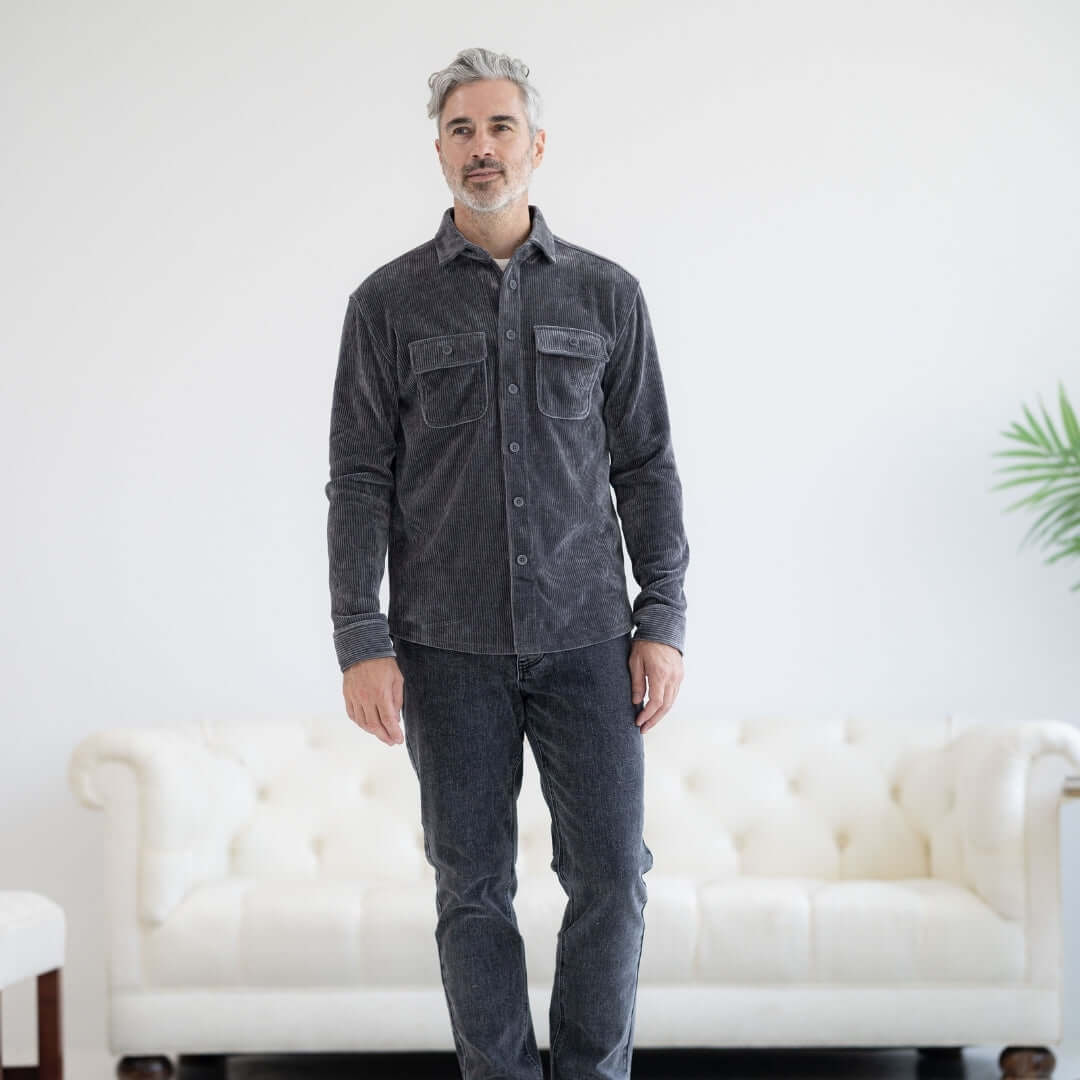 Adaptive Blackened Pearl Corduroy Shirt for Men