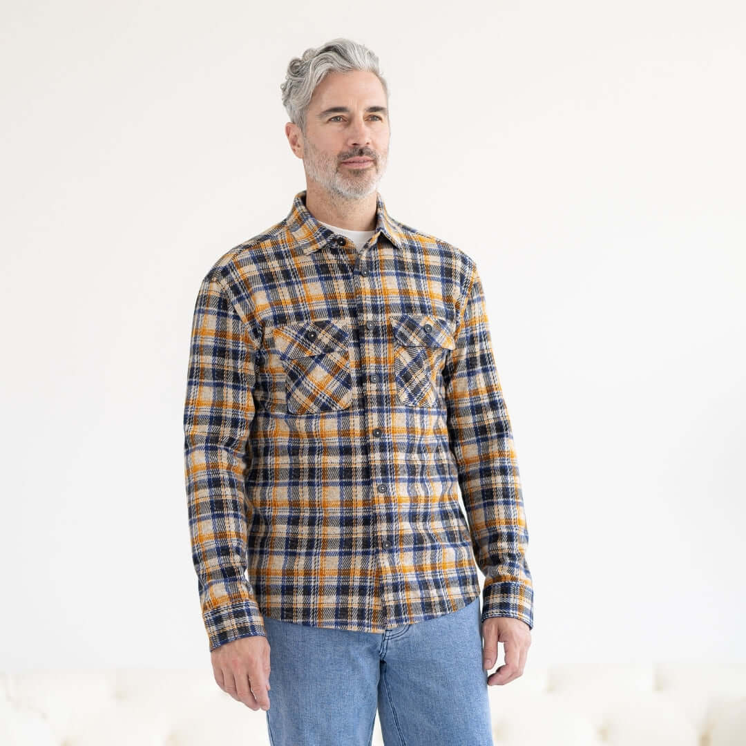 Adaptive Blue & Orange Flannel Shirt Combo