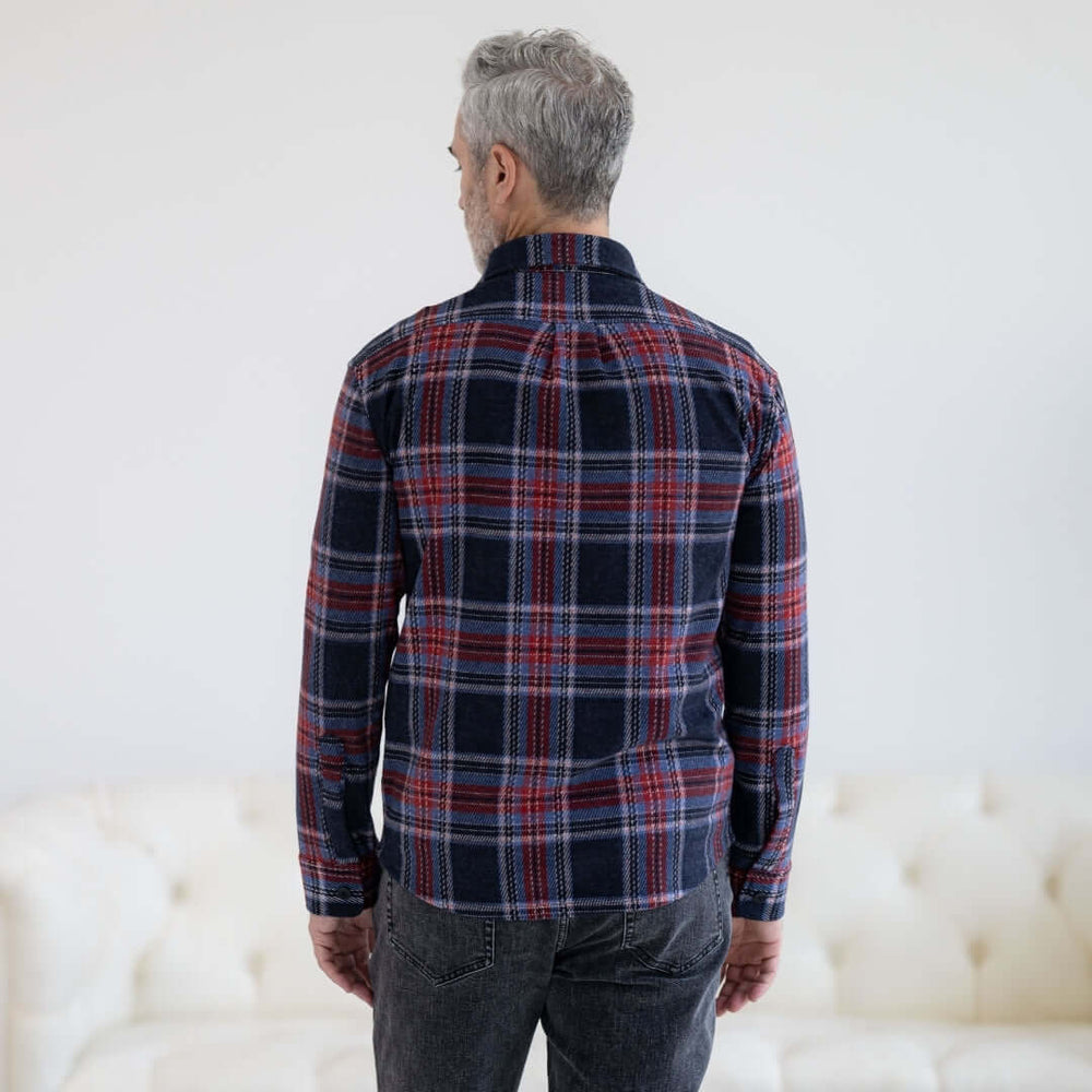 red and blue plaid dress shirt Wrangler Men's Classic Plaid Long Sleeve Button Down Western Shirt