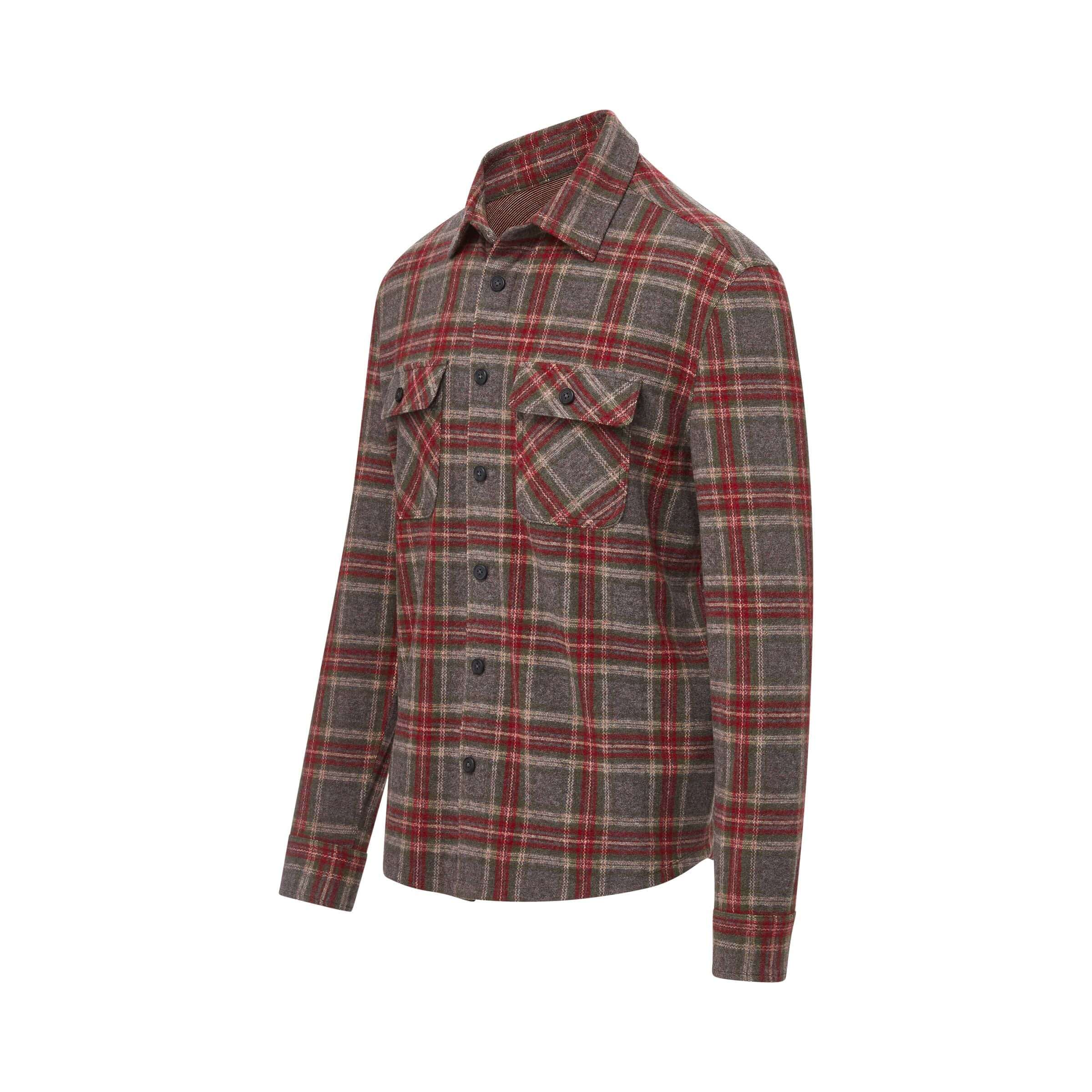 Men's adaptive brown glen plaid flannel shirt combo with magnetic closures, perfect for layering in any season.