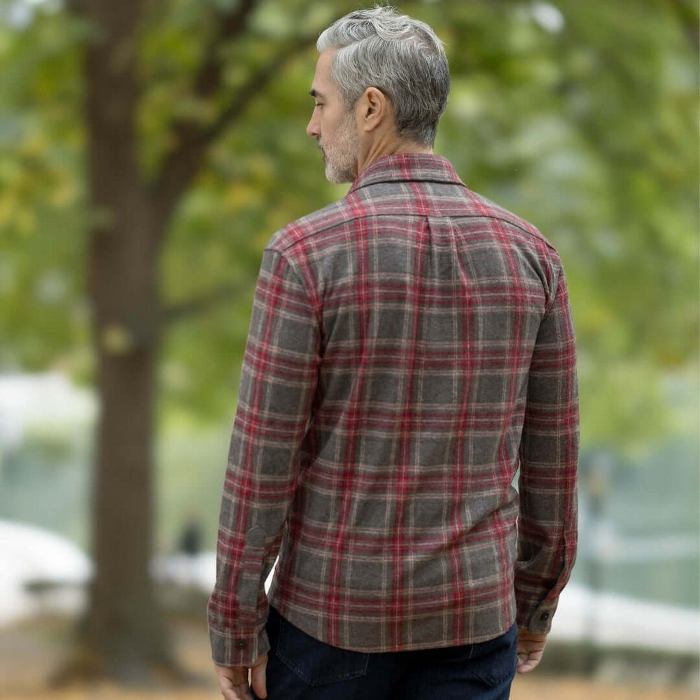 Adaptive Brown Glen Plaid Flannel Shirt Combo Layering Piece with Magnetic Closures Brown Glen Plaid / 4XL