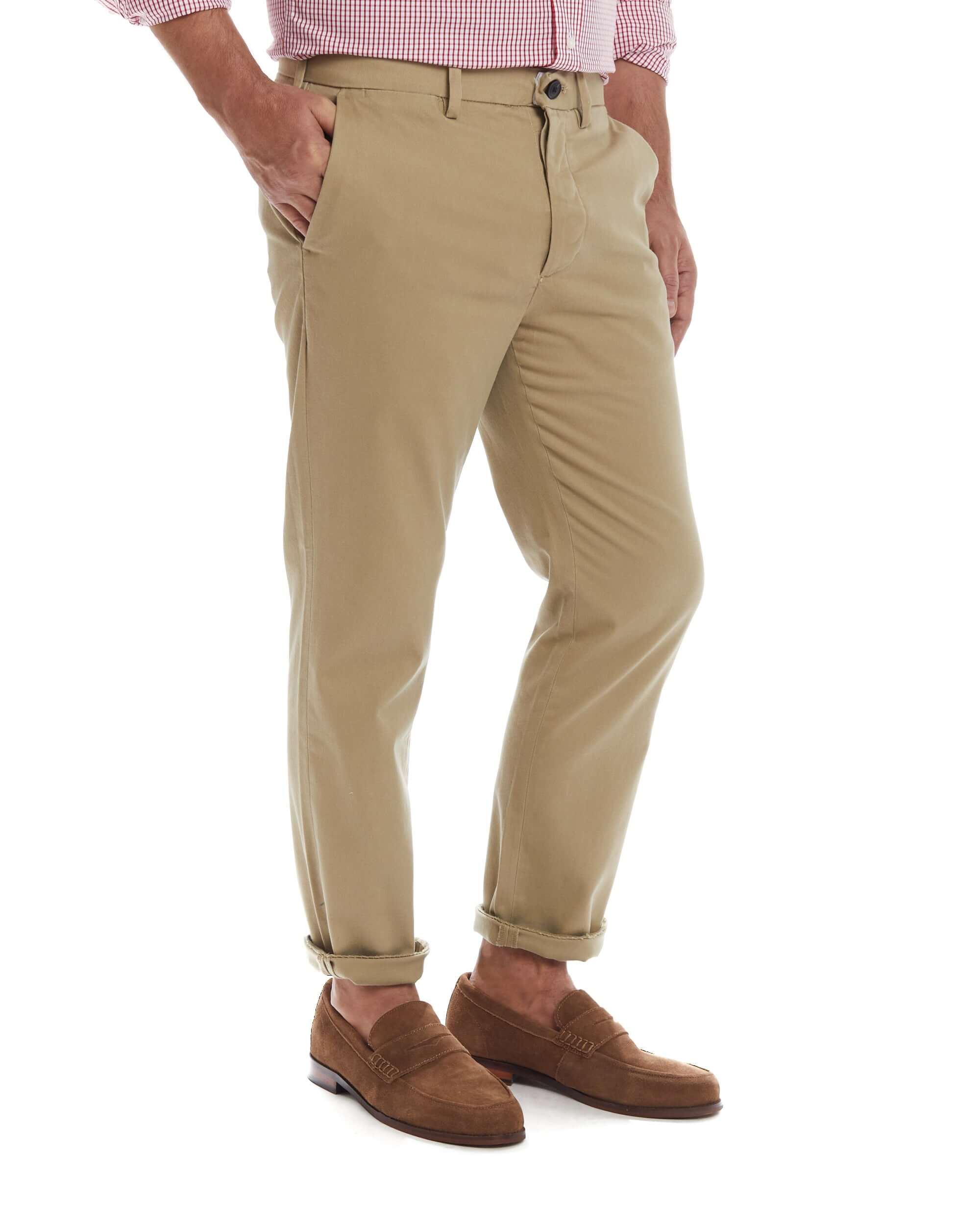 Khaki flat front adaptive chino pants designed for comfort and ease of use for individuals with mobility challenges.