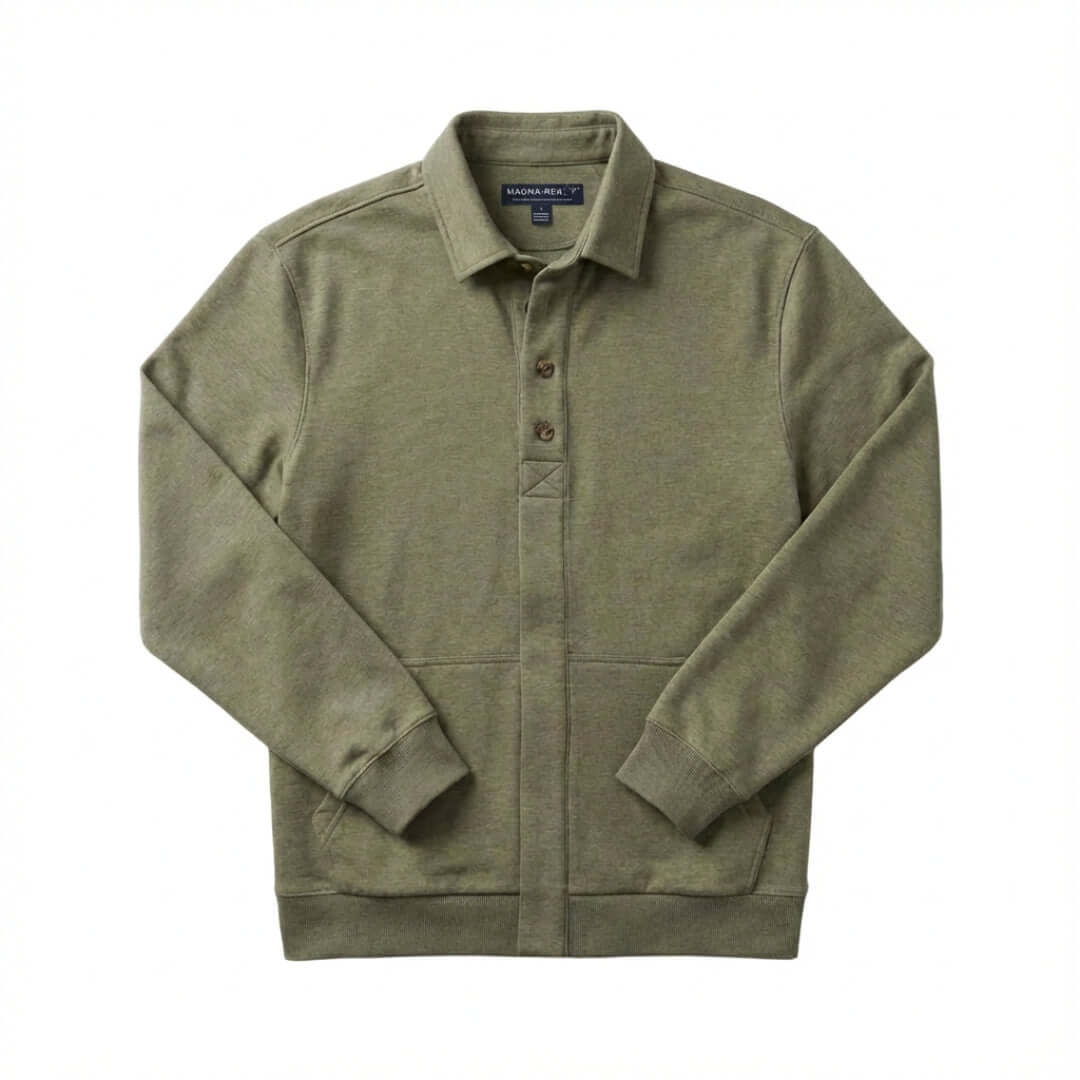 The Adaptive Magnetic Front Sweatshirt in Heathered Olive, designed for comfort and independence in a stylish design.