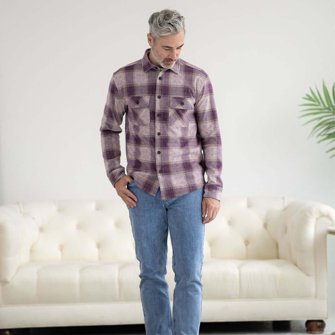 Adaptive Flannel Shirt in Orchid Plaid | MagnaReady