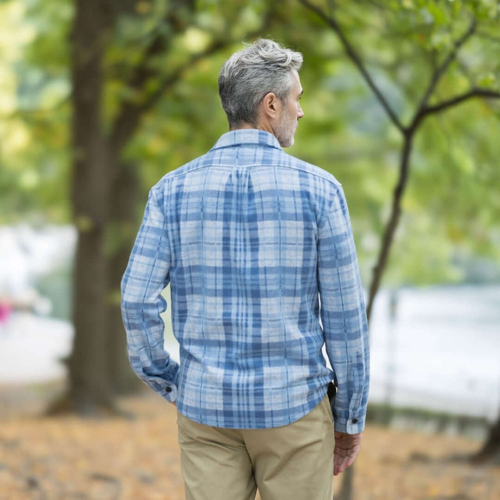 Adaptive Pale Blue Plaid Flannel Shirt / Combo Layering Piece with Magnetic Closures Pale Blue Plaid / 3XL Adaptive Pale Blue Plaid Flannel Shirt / Combo Layering Piece with Magnetic Closures Pale Blue Plaid / 3XL
