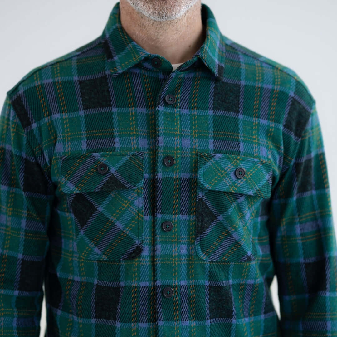 Adaptive Flannel Shirt in Teal Plaid | MagnaReady