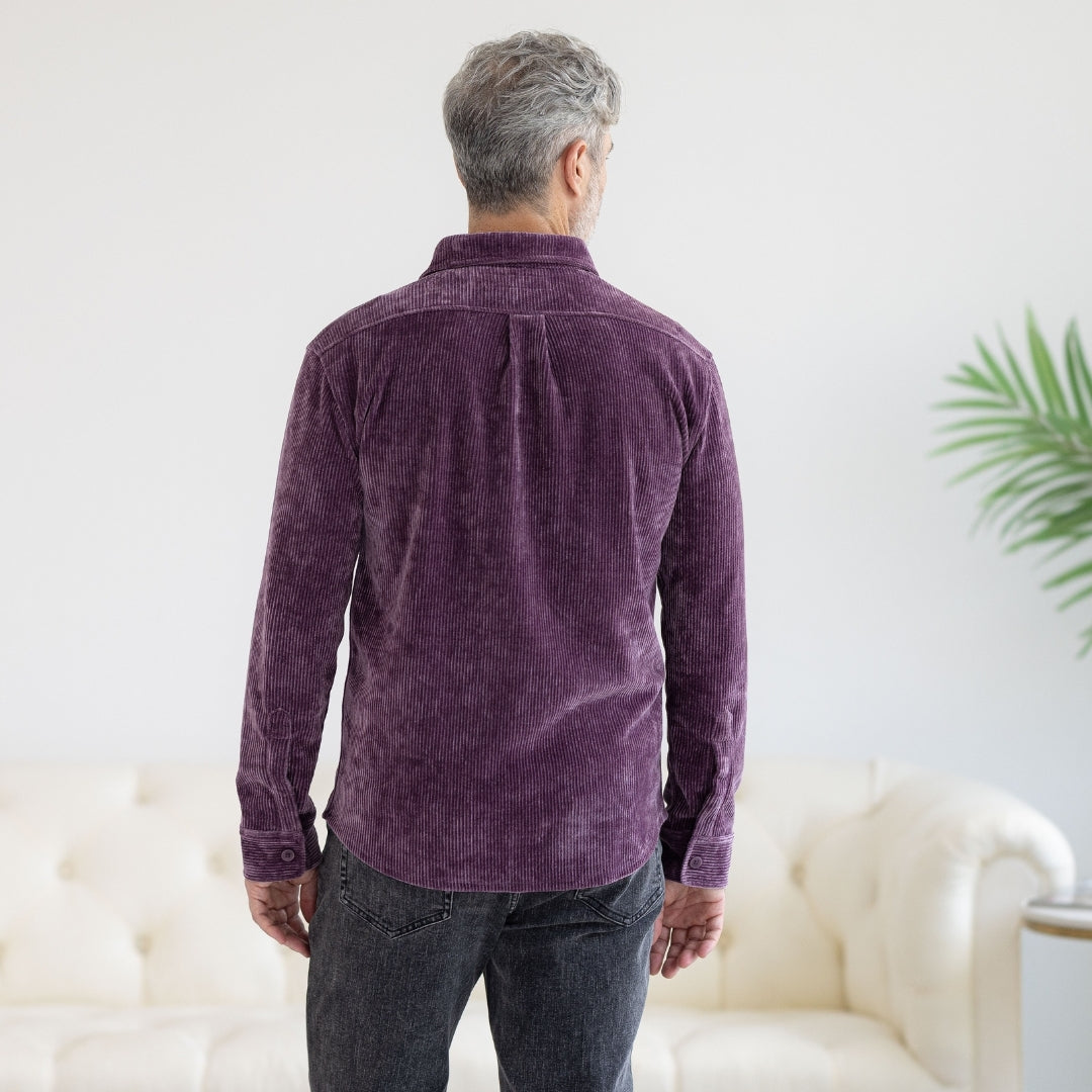 Adaptive Vintage Violet Everyday Corduroy Shirt with Magnetic Closures and Pockets