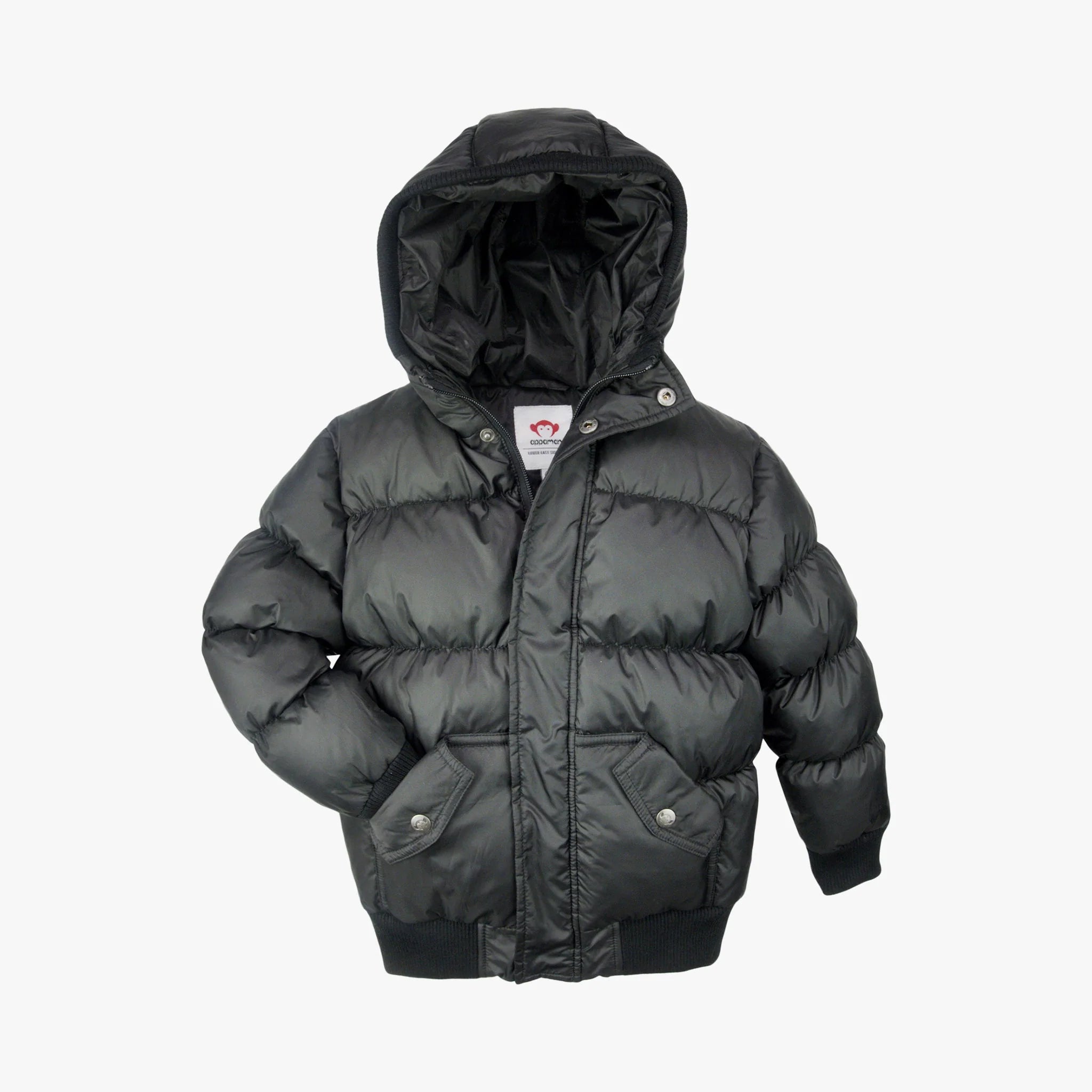 NEW! MagnaMini Black Kids Magnetic Front Water-Resistant Puffer Coat with Hood