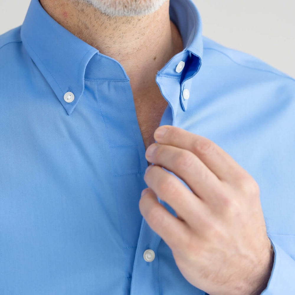 Blue Long Sleeve Button Down Collar Shirt with Magnetic Closures
