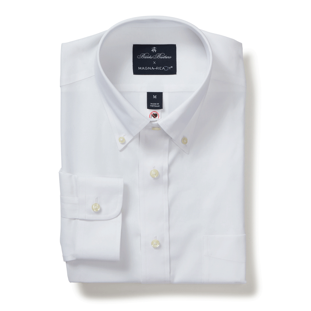 Men's Magnetic Brooks Brothers x MagnaReady Stretch Long Sleeve White Button-Down Collar - Size Small - Parkinson's Adaptive Clothing Men's Magnetic Brooks Brothers x MagnaReady Stretch Long Sleeve White Button-Down Collar - Size Small - Parkinson's Adaptive Clothing
