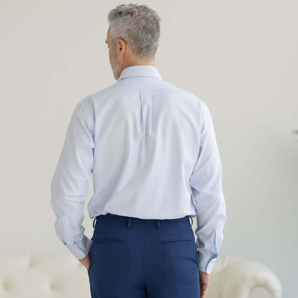 back of a dress shirt Have you ever considered how pleats impact the look and fit of a shirt? , The right pleat can make all the difference. Knife pleats are known for their sharp, clean lines, offering a streamlined