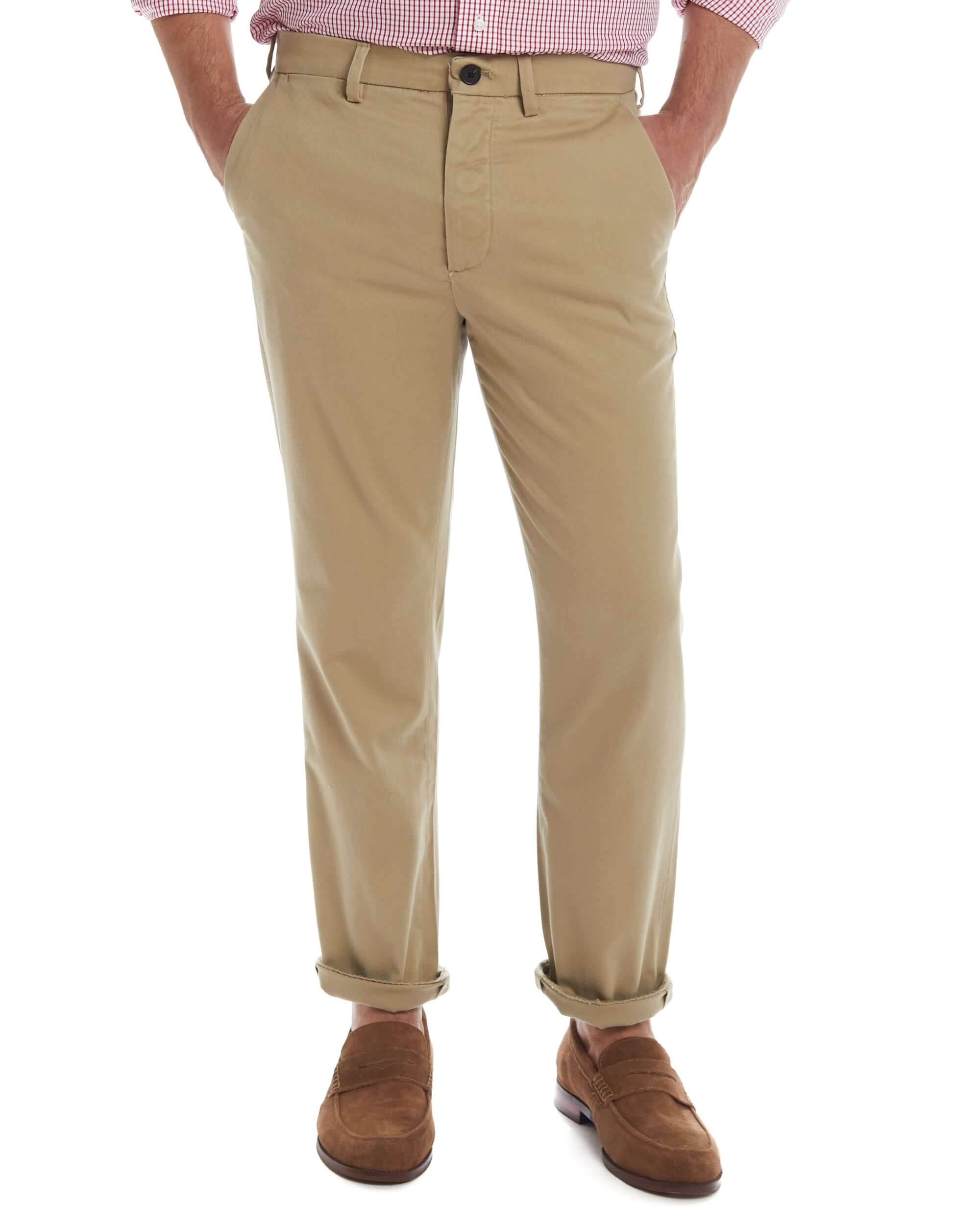 Flat front khaki chino pants for adaptive wear with magnetic closures, ideal for enhanced comfort and independence.