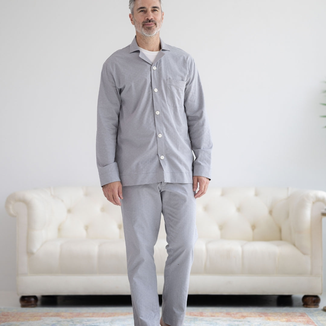 Grey Brushed Flannel Pajama Pant with Magnetic Fly