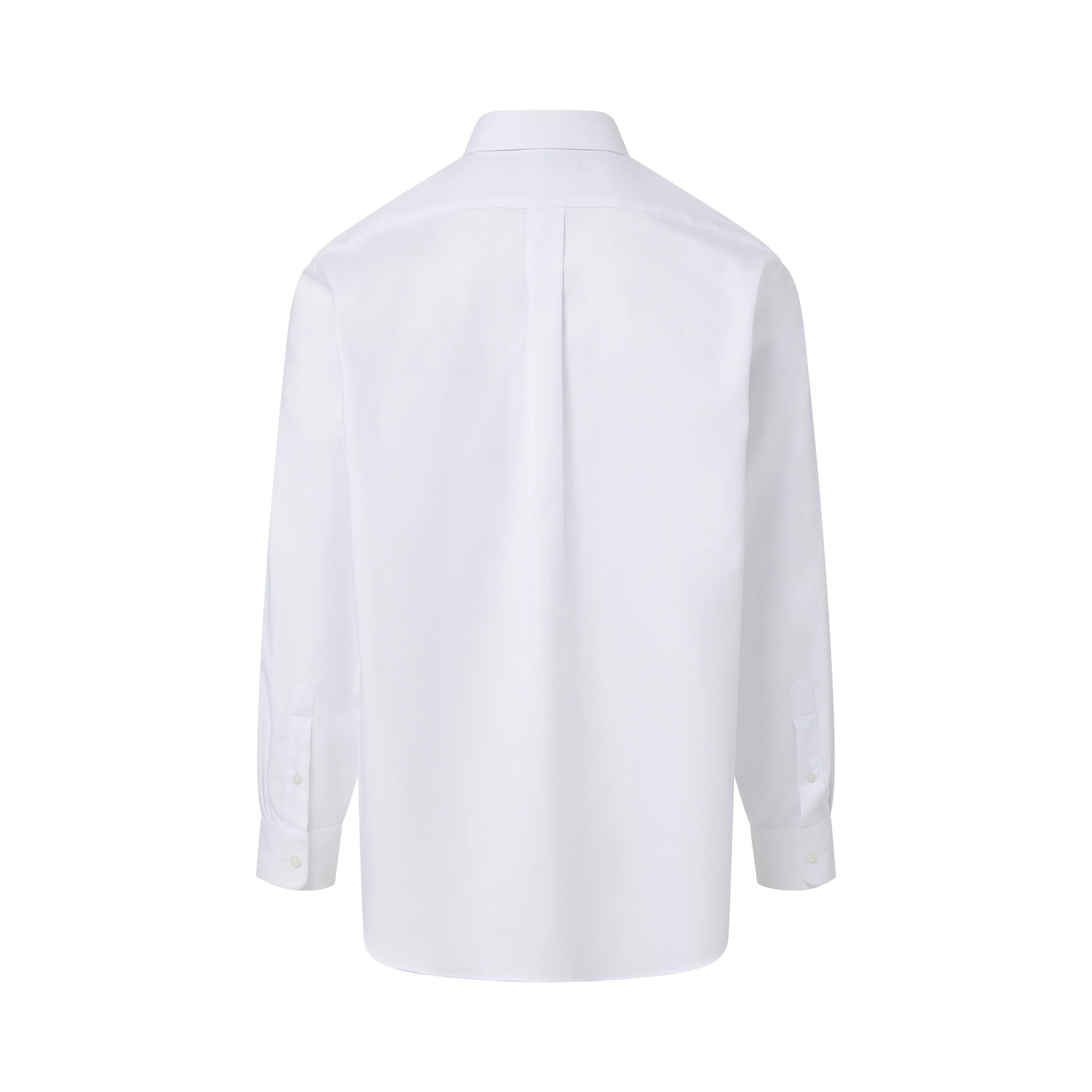 Back view of the Long Sleeve White ‘Ryan’ Dress Shirt with Magnetic Closures, featuring a classic design and adaptive fit.