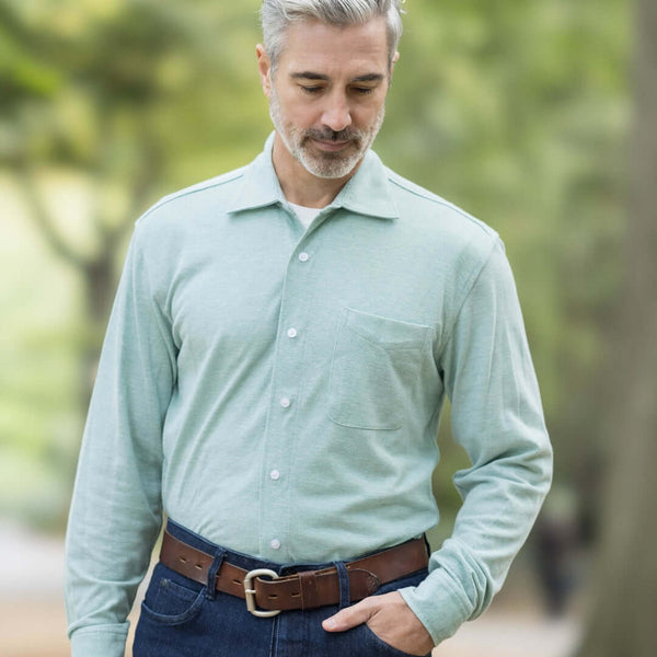 Long-Sleeve Oxford Shirt サイズ44 magnetic-front-knit-oxford-