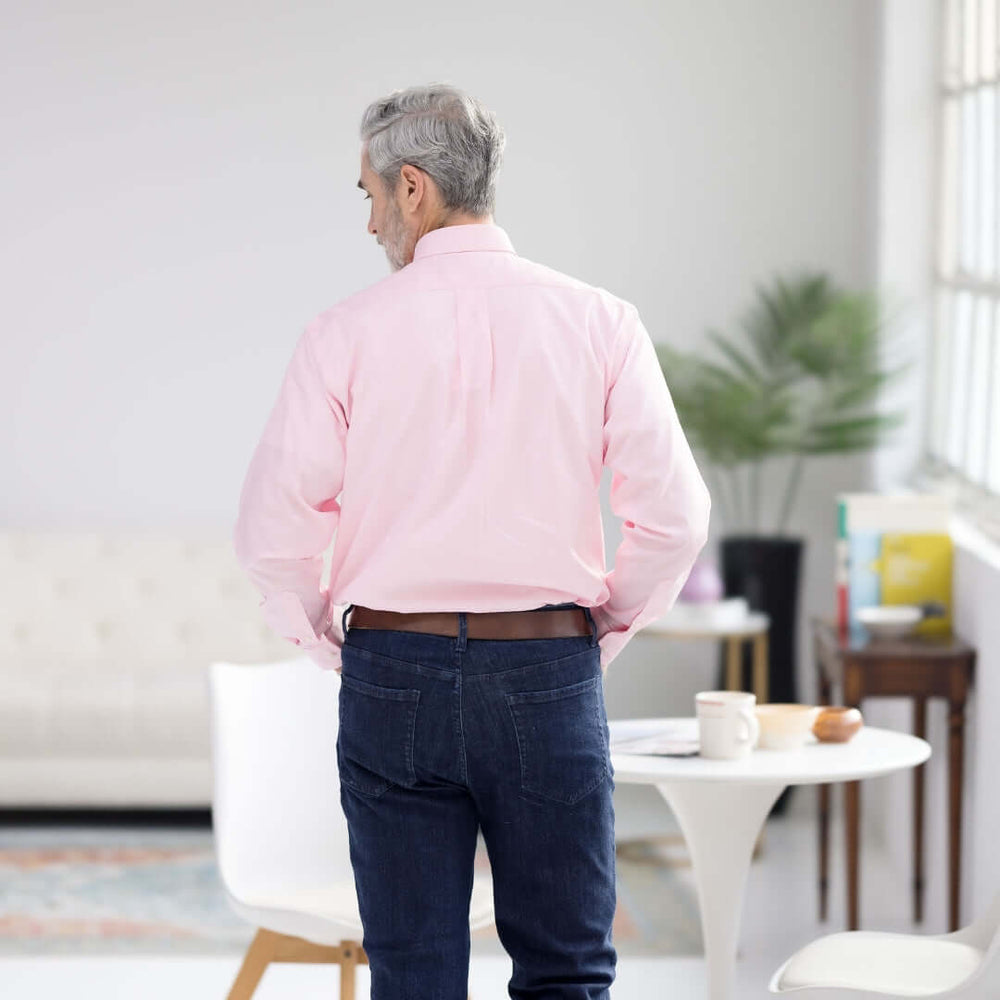 Men's Magnetic Pink Long Sleeve Button Down Collar Shirt - Size Medium - MagnaReady - Parkinson's Adaptive Clothing - Best Gifts for Retirees Men's Magnetic Pink Long Sleeve Button Down Collar Shirt - Size Medium - MagnaReady - Parkinson's Adaptive Clothing - Best Gifts for Retirees