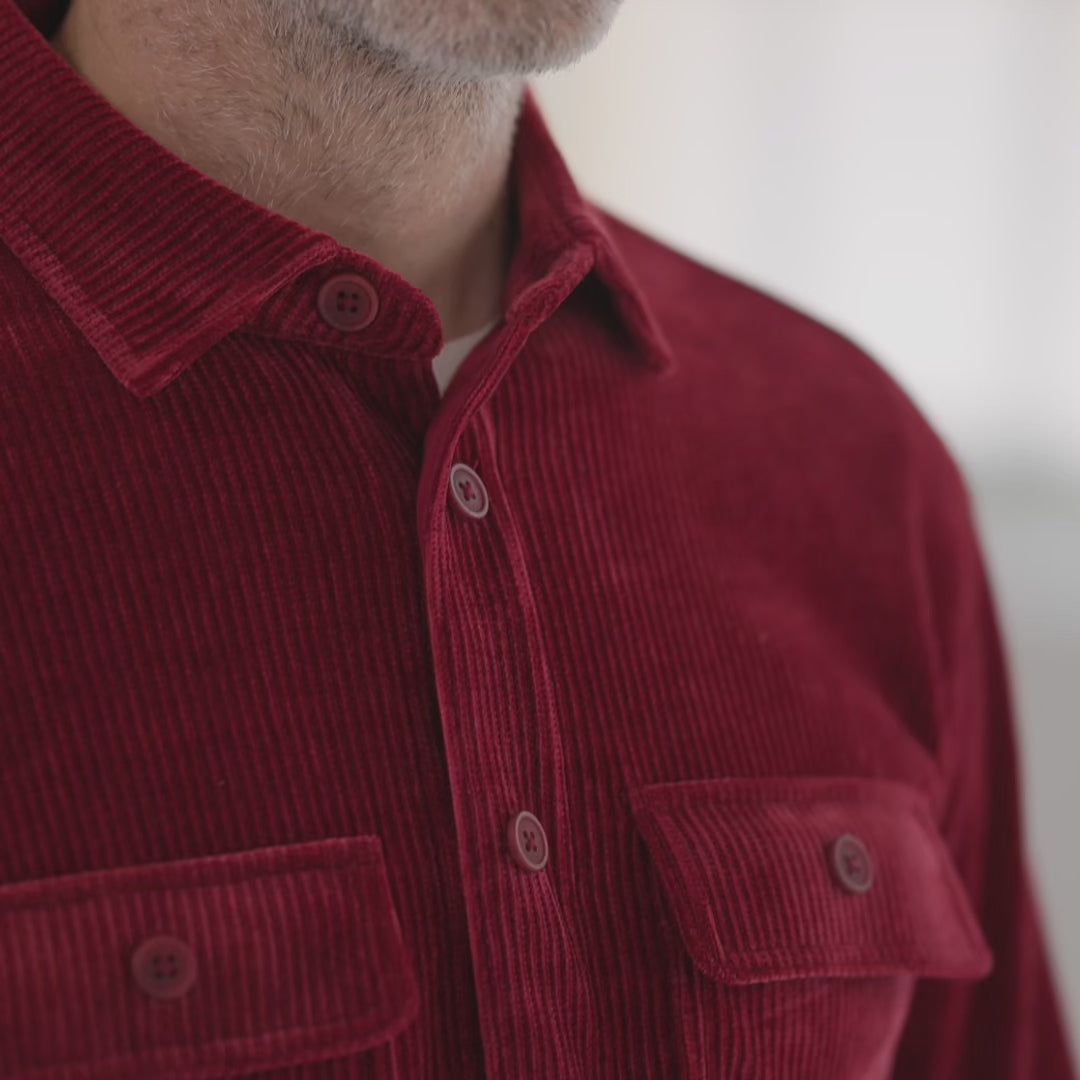 Adaptive Classic Red Corduroy Shirt with Pockets