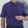 Blue pique knit short sleeve polo with magnetic closures, designed for comfort and easy dressing.