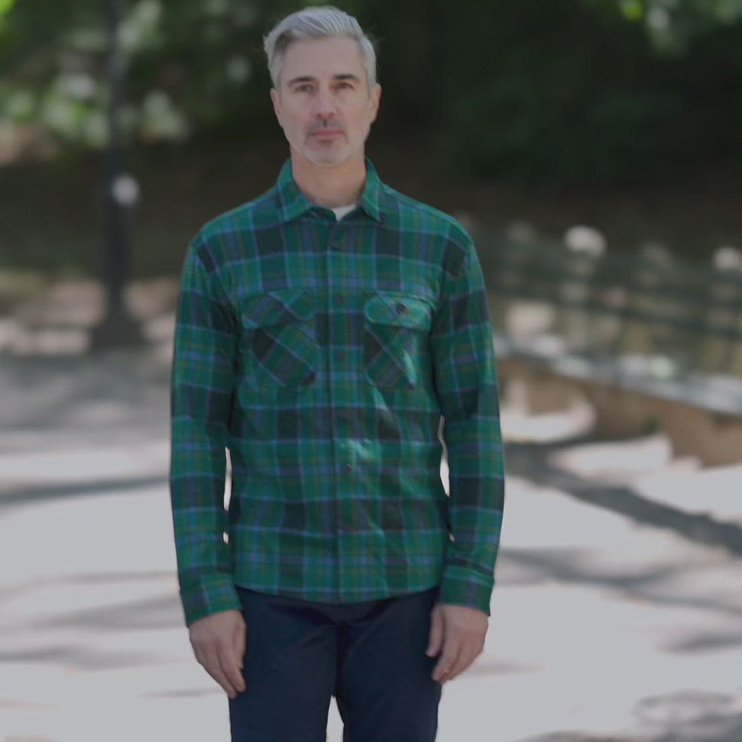 Adaptive Flannel Shirt in Teal Plaid | MagnaReady