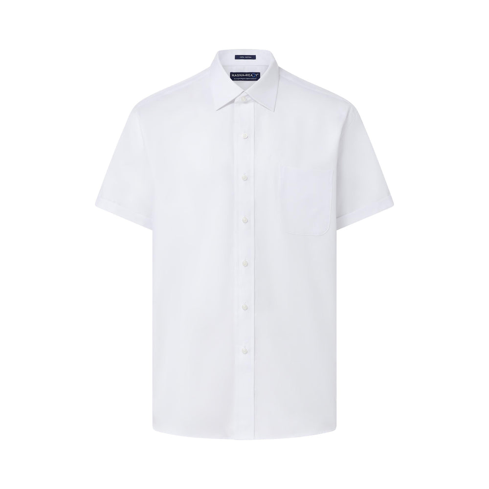 short collar dress shirt Ryan Short Sleeve White Adaptive Cotton Shirt