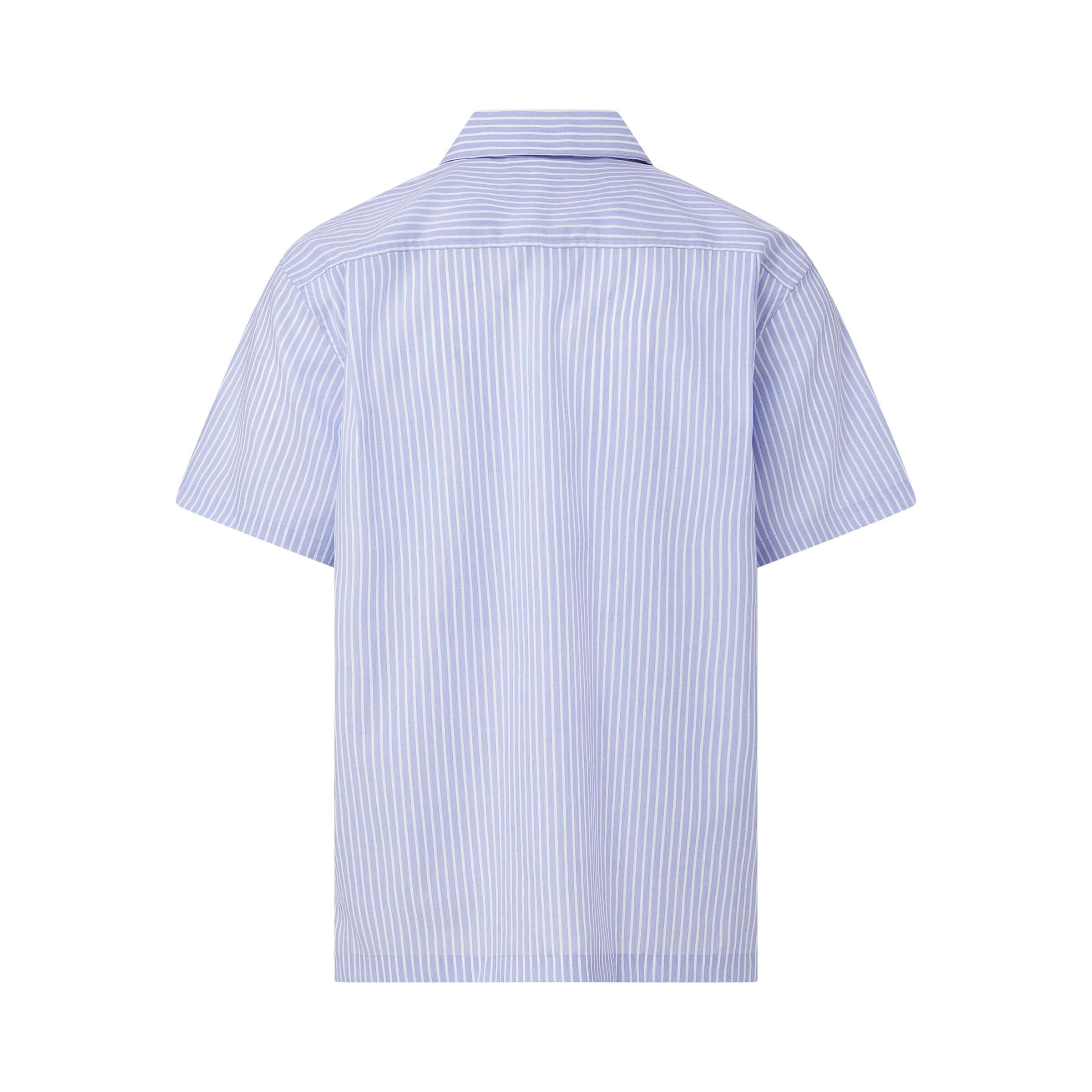 【DISCERNMENT】Tod pigment stripe collar sleeve short-sleeve-untucked-blue-