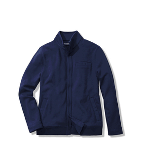 Navy Knit Fleece Long Sleeve ‘Dillon’ Jacket with Magnetic Closures