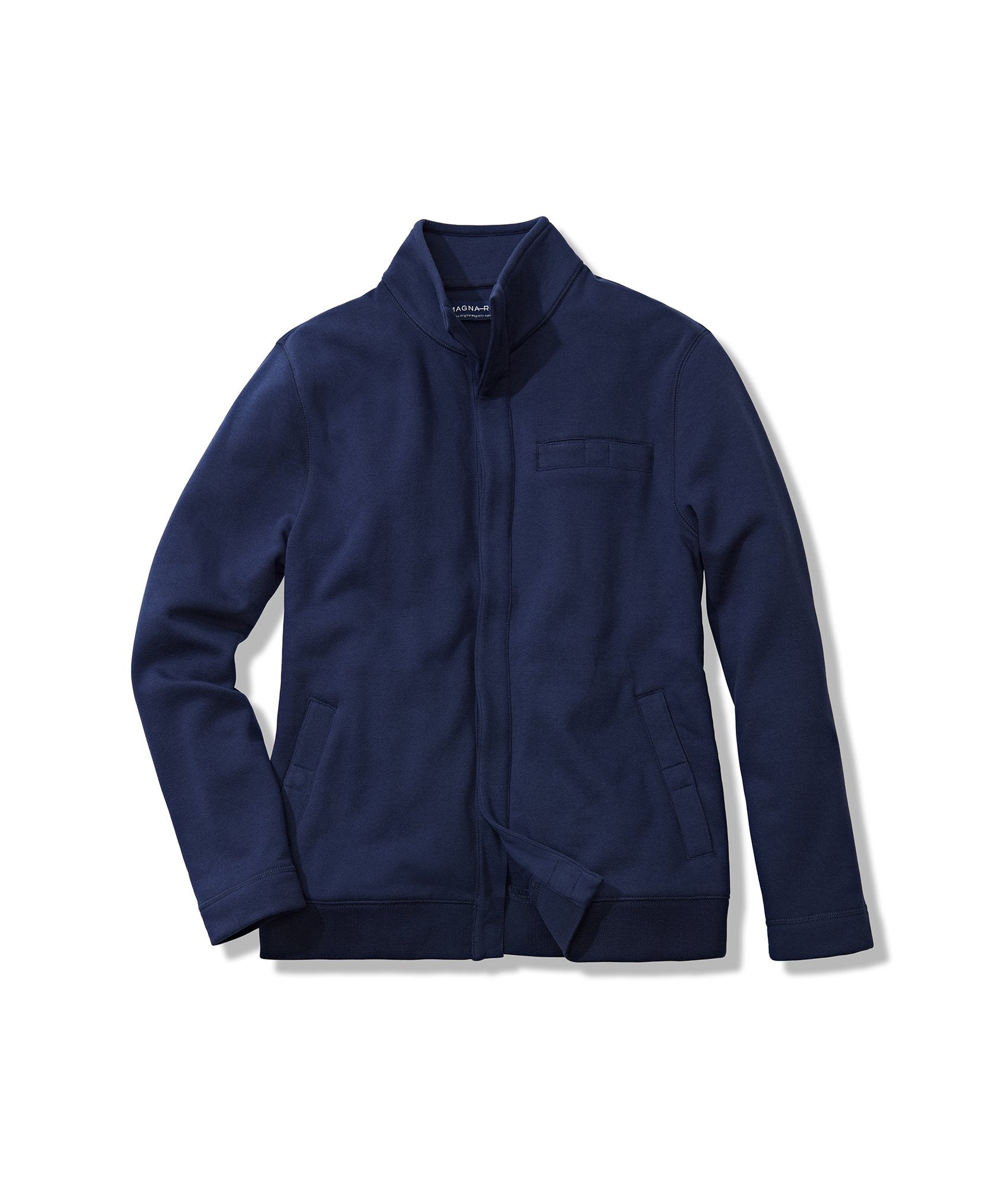 Navy Knit Fleece Long Sleeve 'Dillon' Jacket with Magnetic Closures