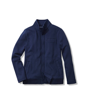 Navy Knit Fleece Long Sleeve ‘Dillon’ Jacket with Magnetic Closures in Navy