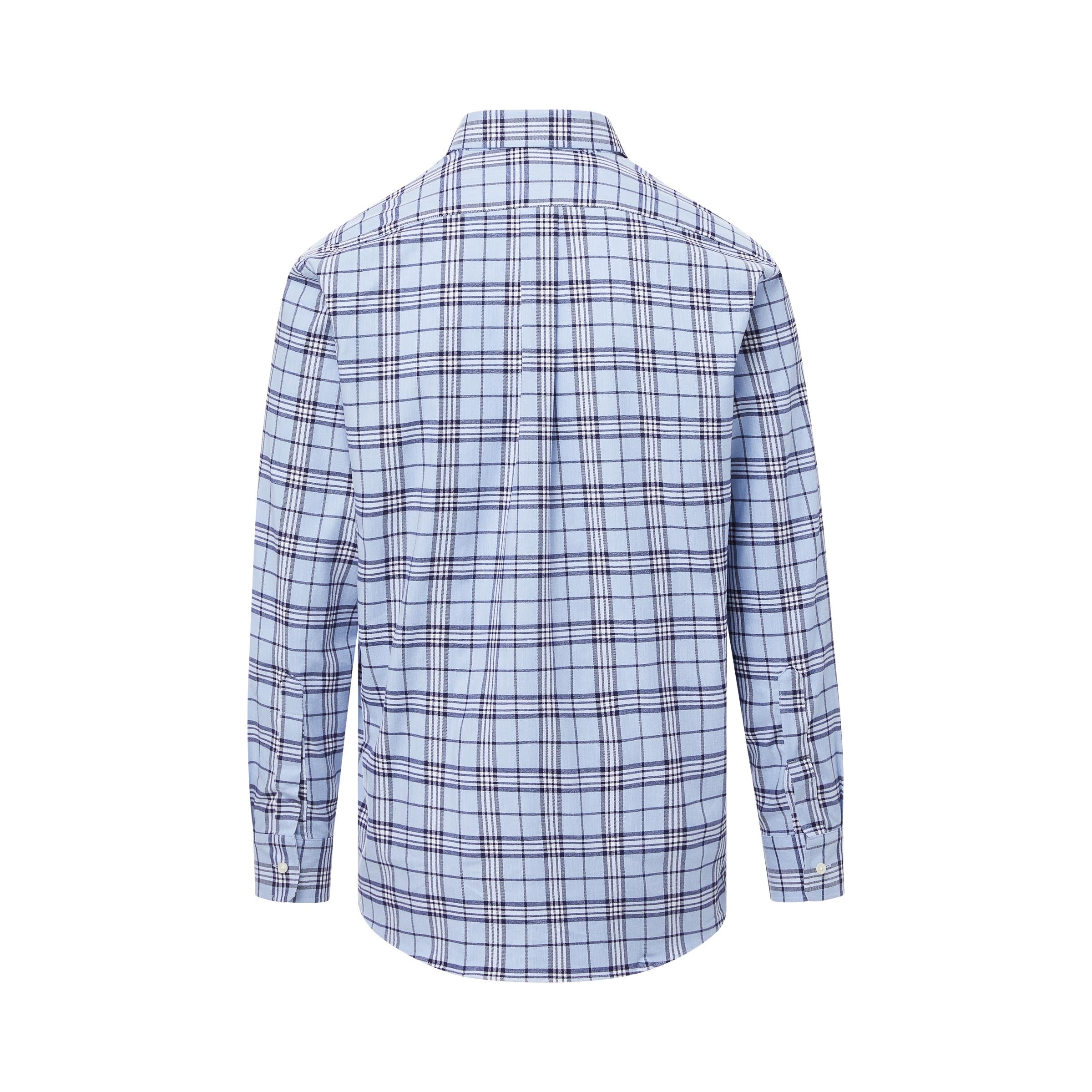 Long Sleeve Multi Sky Blue 'Heights' Classic Plaid Shirt with Magnetic Closures