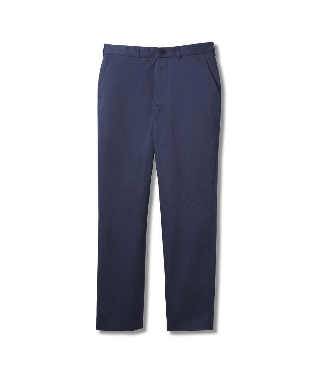 Solid ‘Fordham’ Flat Front Easy-Care Chino Twill Pant with Magnetic Closures in Navy