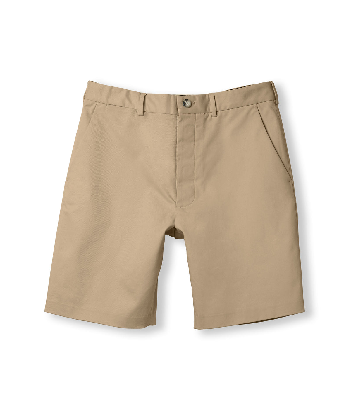 Flat Front 'Fordham' Easy-Care Chino Twill Short with Magnetic Closures - Khaki