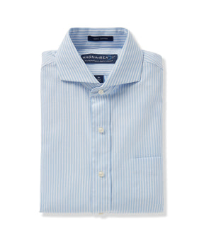Long Sleeve Light Blue Textured Stripe 'Bryant' Dress Shirt with Magnetic Closures